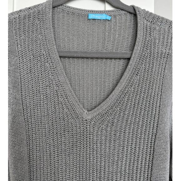 J. Mclaughlin Women's Gray Silver Knit Woven Donovan V-Neck Sweater, Size L, EUC - Picture 3 of 5
